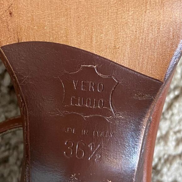Charles David Brown Leather Open Toe Heels – Made in Italy – Size 36.5 / US 6 - Picture 11 of 11